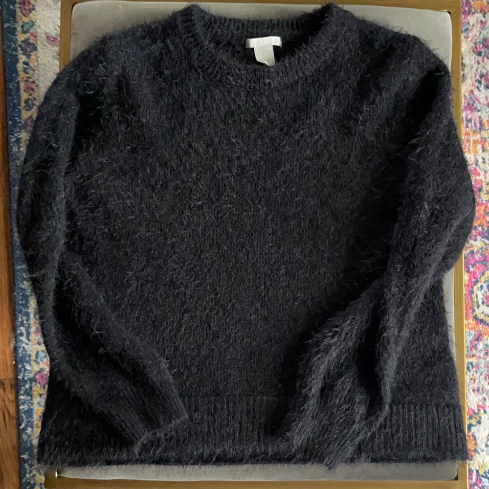 H&M soft fluffy knit crewneck sweater size XS - black